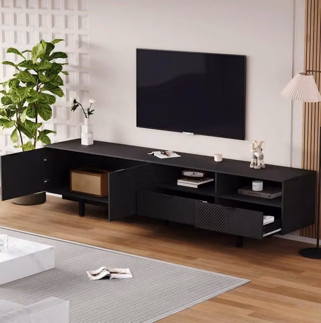 mobile TV 200x40x51 cm nero – contenitore, passacavi e fino a 90 pollici