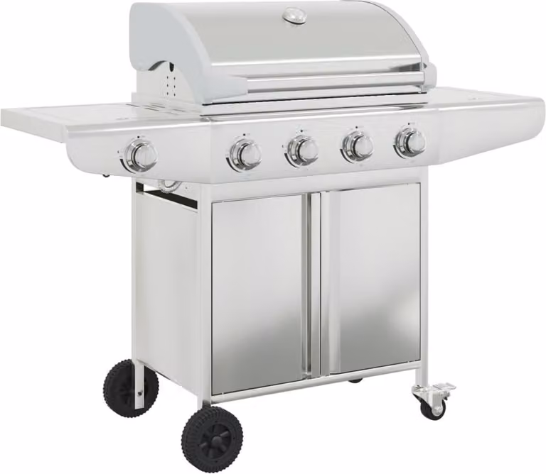vidaXL Barbecue a gas a 5 fiamme in acciaio inox argento