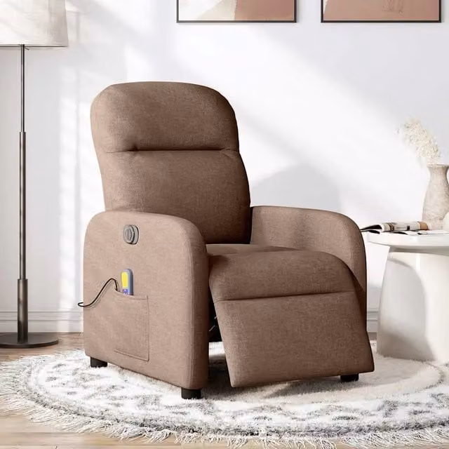 Poltrona Massaggiante Reclinabile Elettrica Marrone in Tessuto 3302966