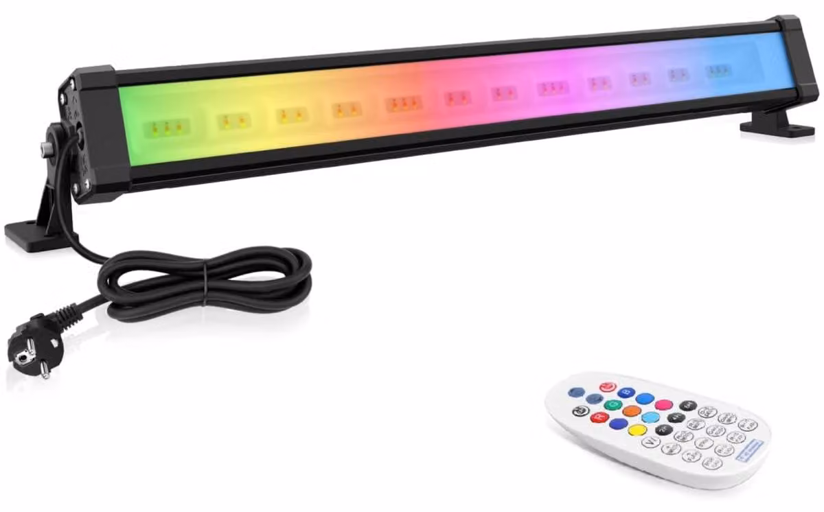 Fareto RGB da parete, 42 W, 10 colori, 12 modalità, grado di protezione IP66, con telecomando