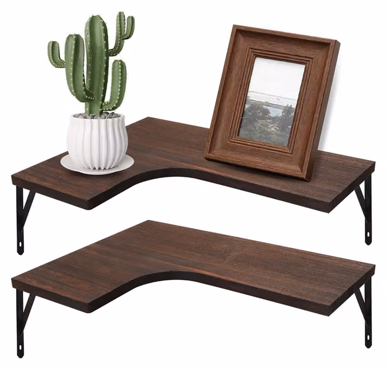 Set di mensole a giorno in legno, dimensioni 40x30 cm, 2 pezzi, colore marrone