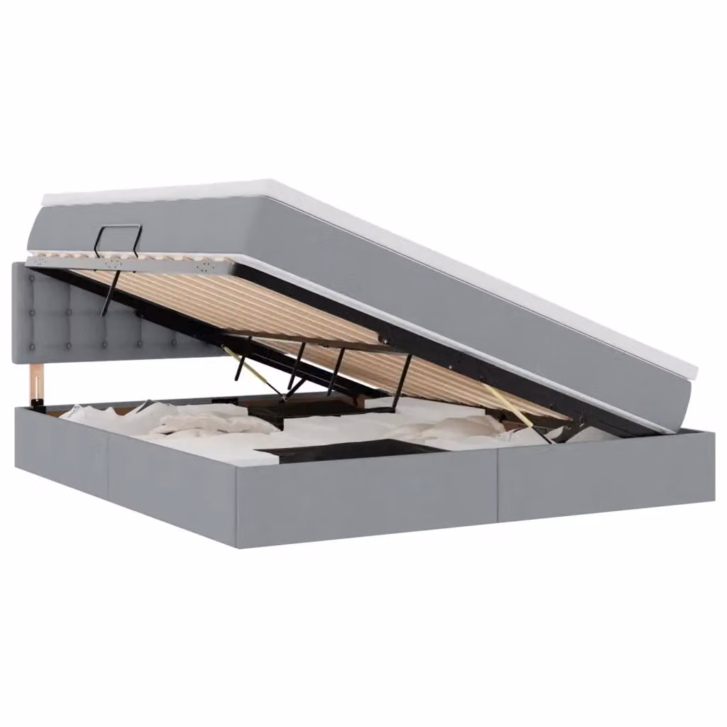 Letto con contenitore e materasso vidaXL Grigio chiaro e Bianco L/P/H: 160 x 200 x 280 cm – 2