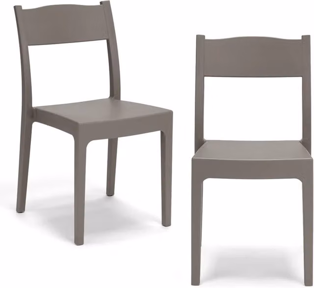 Set di 2 sedie impilabili VESTA Redokasa in polipropilene, design moderno, colore Tortora