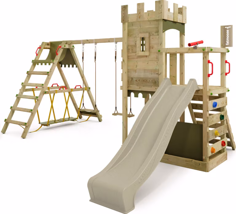 Castello dei cavalieri Fatmoose BoldBaron Boost XXL: torre da arrampicata con struttura a surf in verde salvia