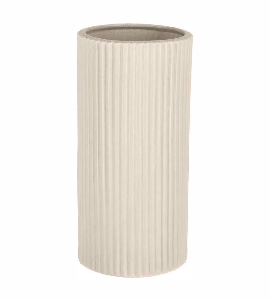 Vaso Decorativo Cilindrico in Porcellana Avorio d.12,5x26 cm
