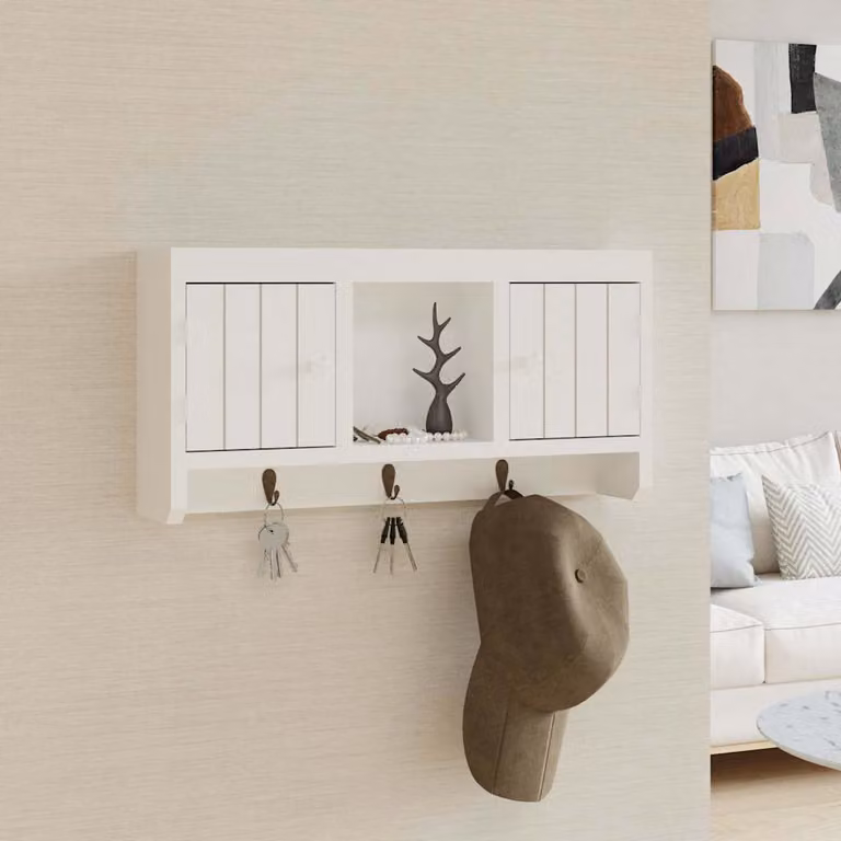 Armadietto per chiavi vidaXL bianco con serratura in legno e metallo L 40 cm, P 8,5 cm, H 20 cm