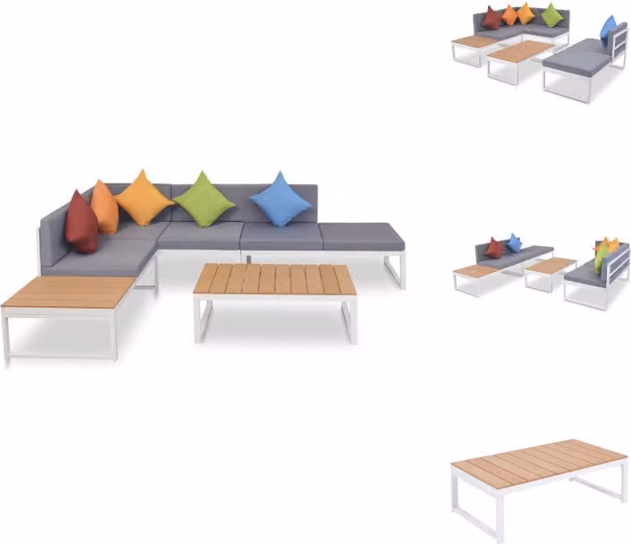 vidaXL Set di 4 pezzi per salotto da giardino con cuscini in alluminio e WPC - Set di mobili da giardino