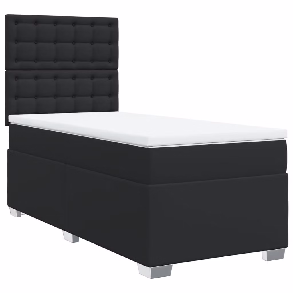 Giroletto a Molle con Materasso Nero 90x200 cm in Pelle finta