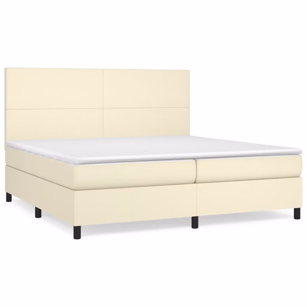 Giroletto a Molle con Materasso Crema 200x200 cm in Pelle finta