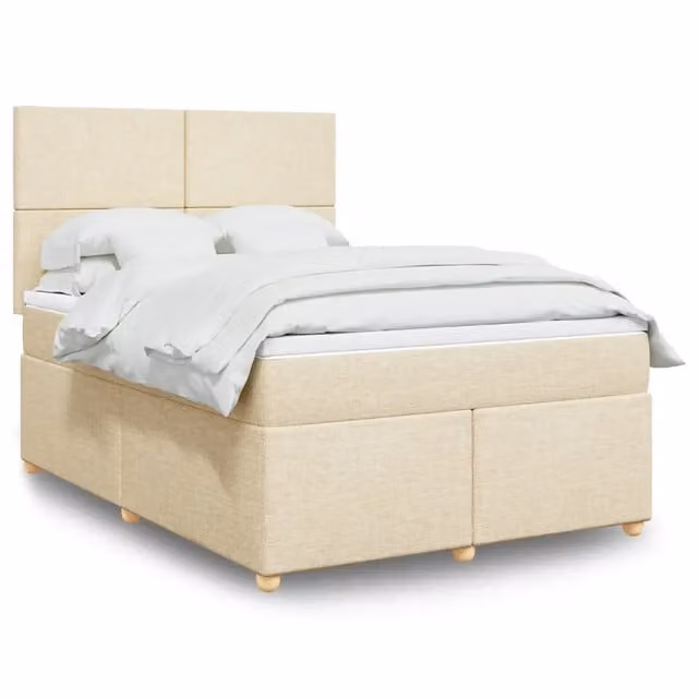 Giroletto a Molle con Materasso Crema 140x19 cm in Tessuto 3291273