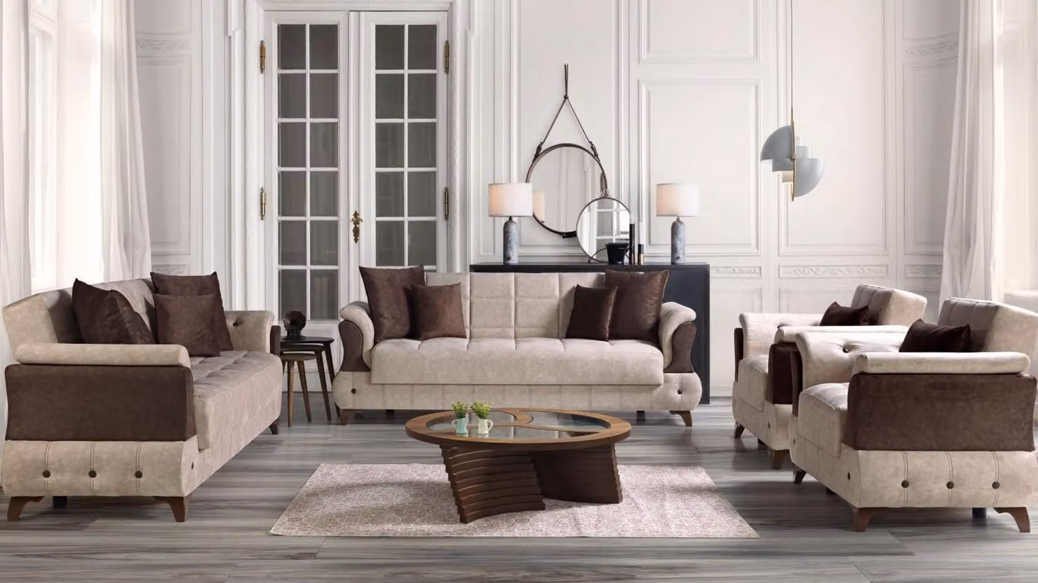 Modern Sofagarnitur Sessel Textil Sofa Luxus Komplett Luxus 3+2+1+1 Sitzer