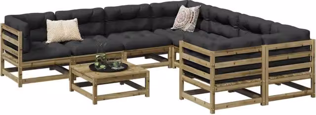 Set Divani da Giardino 9 pz in Legno Impregnato di Pino 3299369
