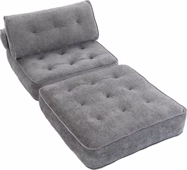Poltrona Letto 3 in 1 HOMCOM con 2 Cuscini, Grigio Chiaro, L: 220 cm, H: 95 cm – 1