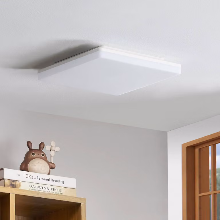 PRIOS Artin plafoniera LED, sensore, angolare, 28 cm, Bianco / Opale, Bagno, Plastica, Moderno, Plafoniera