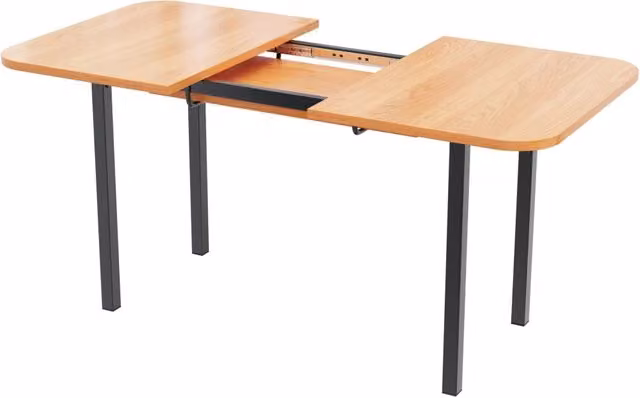 Tavolo da pranzo allungabile in colore legno naturale 120-160 cm, struttura in lega resistente, stile moderno minimalista
