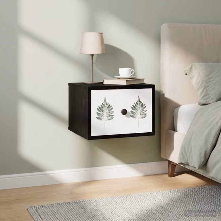 Set di 2 comodini sospesi vidaXL HANAU moderni in Rovere e Nero opaco