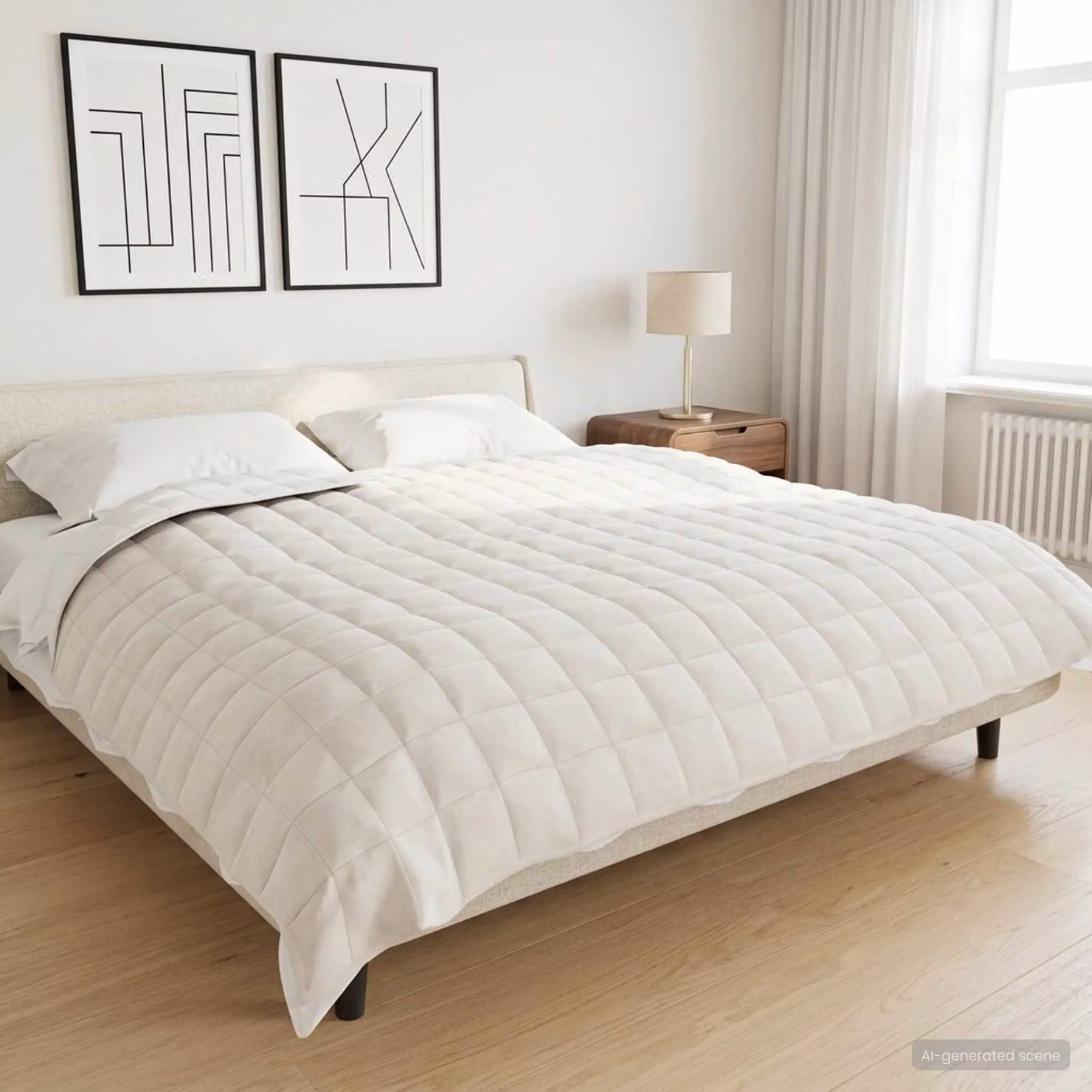 Coperta Ponderata vidaXL in Cotone Bianco, L 220 x P 240 cm, 11 kg