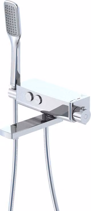 Steinberg Série 390 Mélangeur bain, thermostat apparent, orientable, Pushtronic, avec douchette, saillie 200mm, 3903172, 3903172