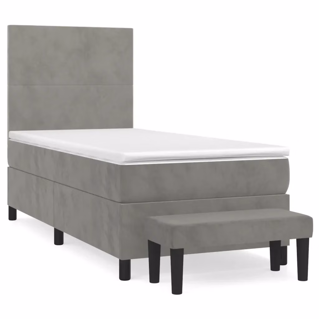 Letto Ibrido con Giroletto a Molle e Materasso vidaXL in Velluto Grigio e Bianco L/P/H: 203 x 100 x 128 cm – 2