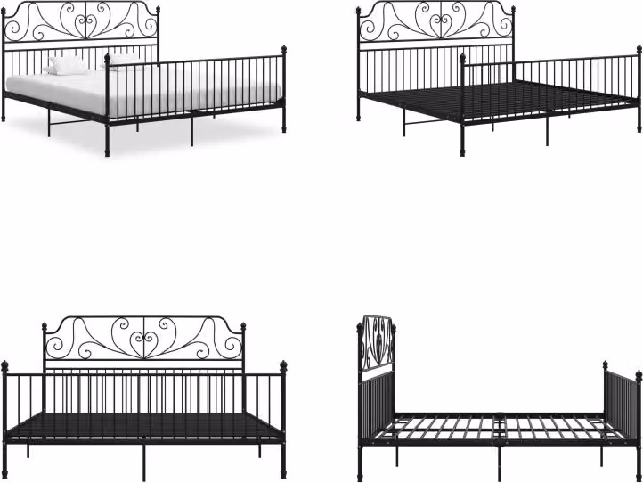 vidaXL Struttura letto in metallo nero 180x200 cm - Struttura letto - Struttura letto in metallo - Letto - Letti
