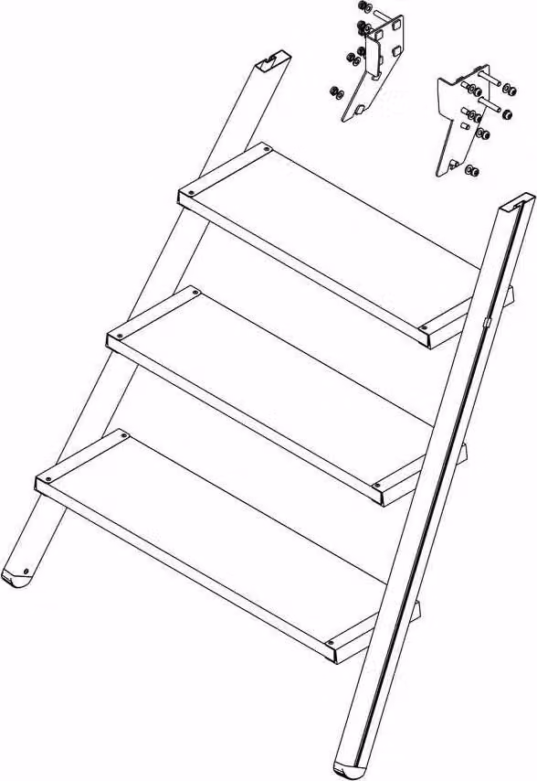 MUNK scala di accesso a piattaforma mobile gradini di ricambio incl. kit di montaggio rivestimento al corindone 4 gradini