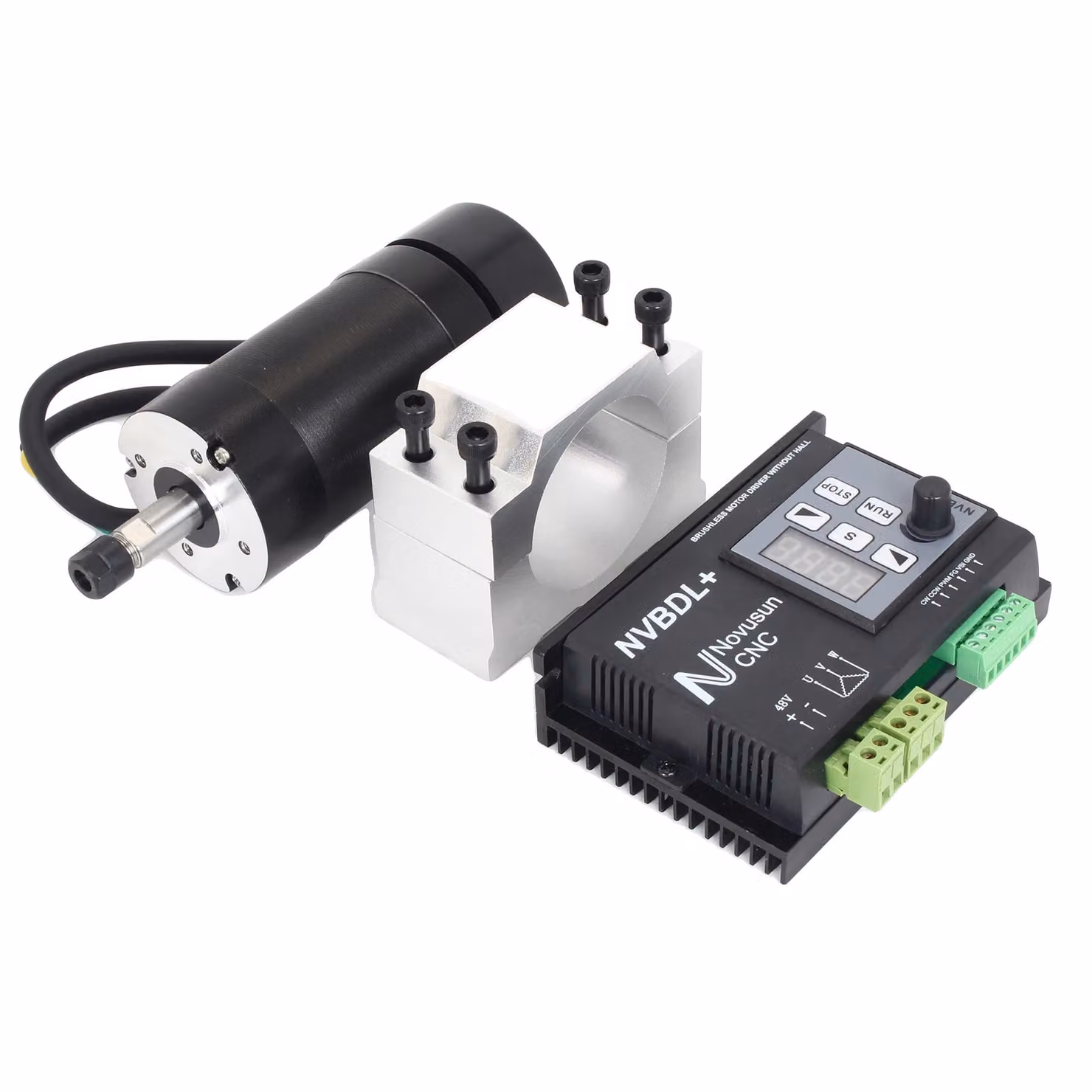 Motore mandrino brushless DC raffreddato ad aria, potenza 400W, tensione mandrino 48V, controllo velocità PWM