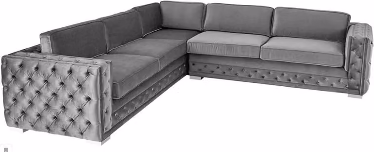 Ecksofa Wohnlandschaft Taupe Couch Eckgarnitur Polster Samt Stoff Möbel Design