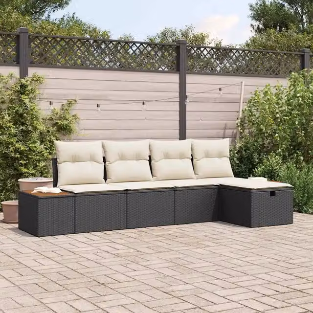 Set Divano da Giardino 5 pz Nero polyrattan 3359619