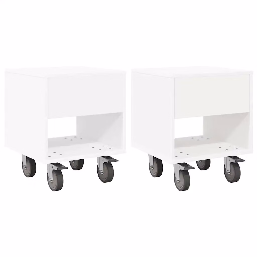 Set di 2 comodini moderni vidaXL in legno MDF bianco L/P/H: 40,5 x 40 x 48 cm – 2