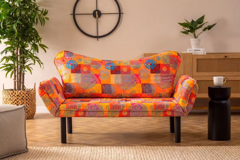 Hanah Home, Chatto - Patchwork, divani letto, divano letto a 2 posti, multicolore, metallo, 150 x 75 x 70 x cm