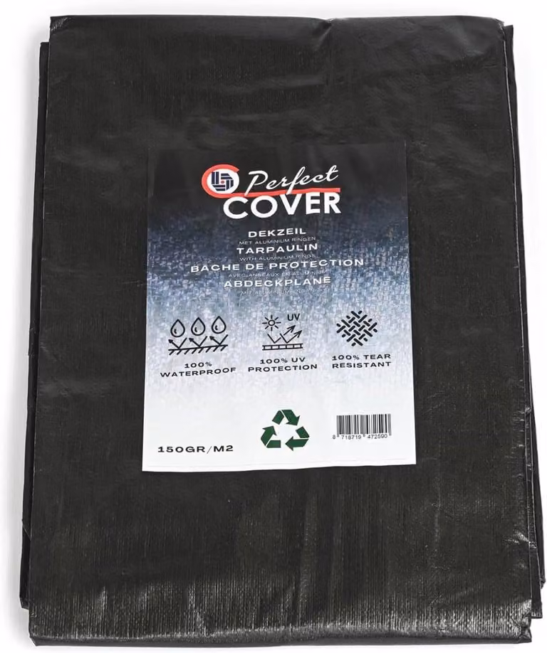 Telo protettivo impermeabile con anelli – Resistente e resistente ai raggi UV, ideale per proteggere mobili da giardino, piscine e automobili (3x4 metri)