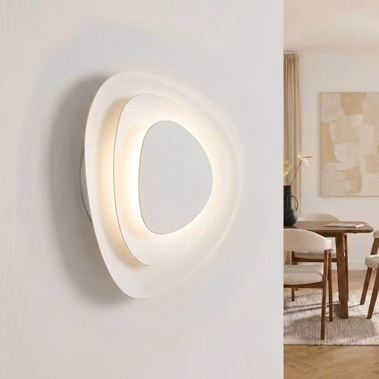Applique da parete Delar Lindby, dimmerabile, Bianco / Opale, Soggiorno / Sala da pranzo, Plastica, Moderno, Applique