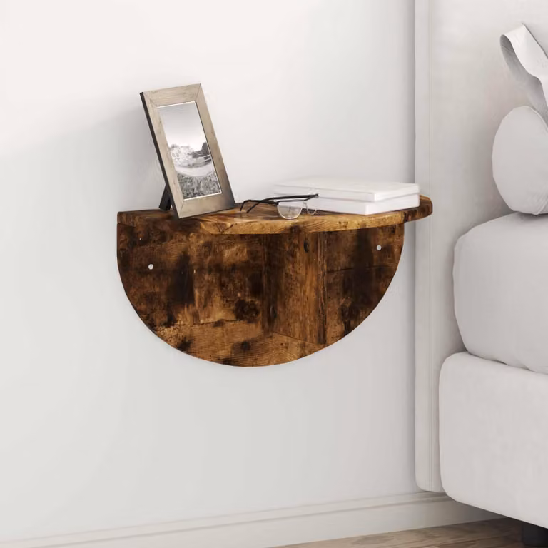 Set di 2 scaffali da parete moderni vidaXL in legno color rovere fumo L 48 cm x P 24 cm x H 24 cm
