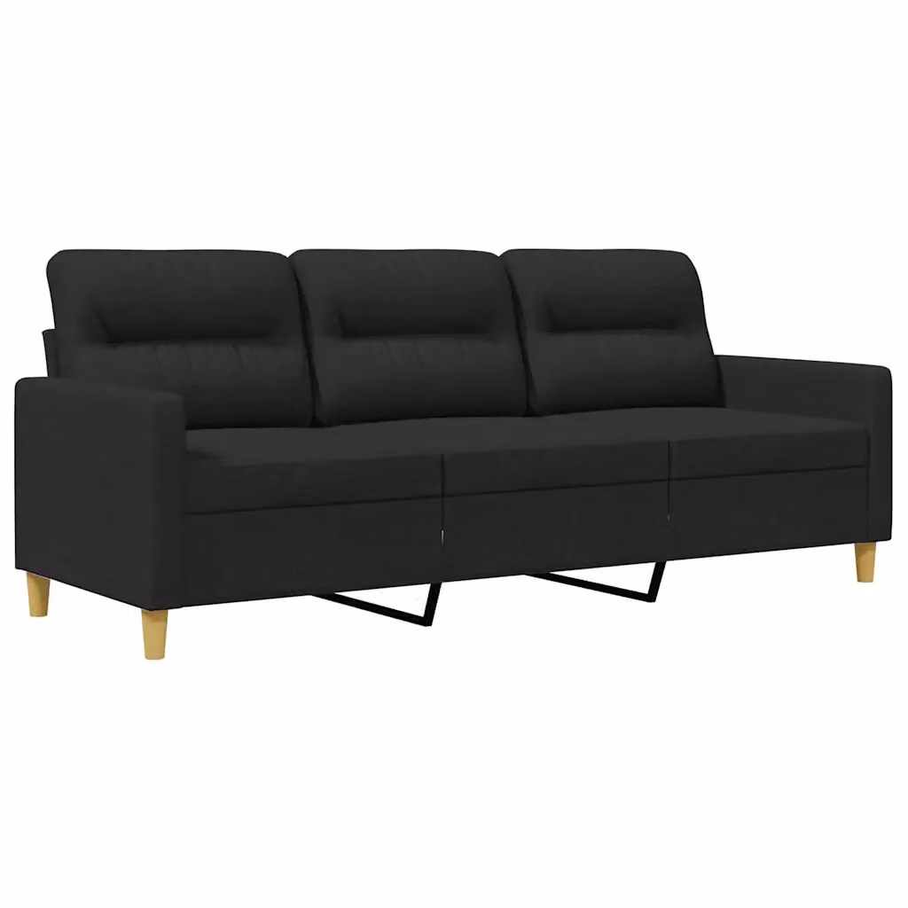 Divano a 3 posti moderno vidaXL in tessuto nero con struttura in metallo L: 198 cm, P: 80 cm, H: 77 cm – 2