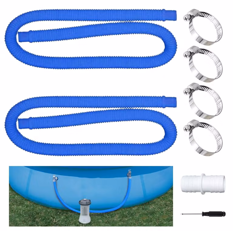 Solidchoice - Set di 2 tubi di ricambio per piscina da 32 mm, con morsetti e connettore per tubo