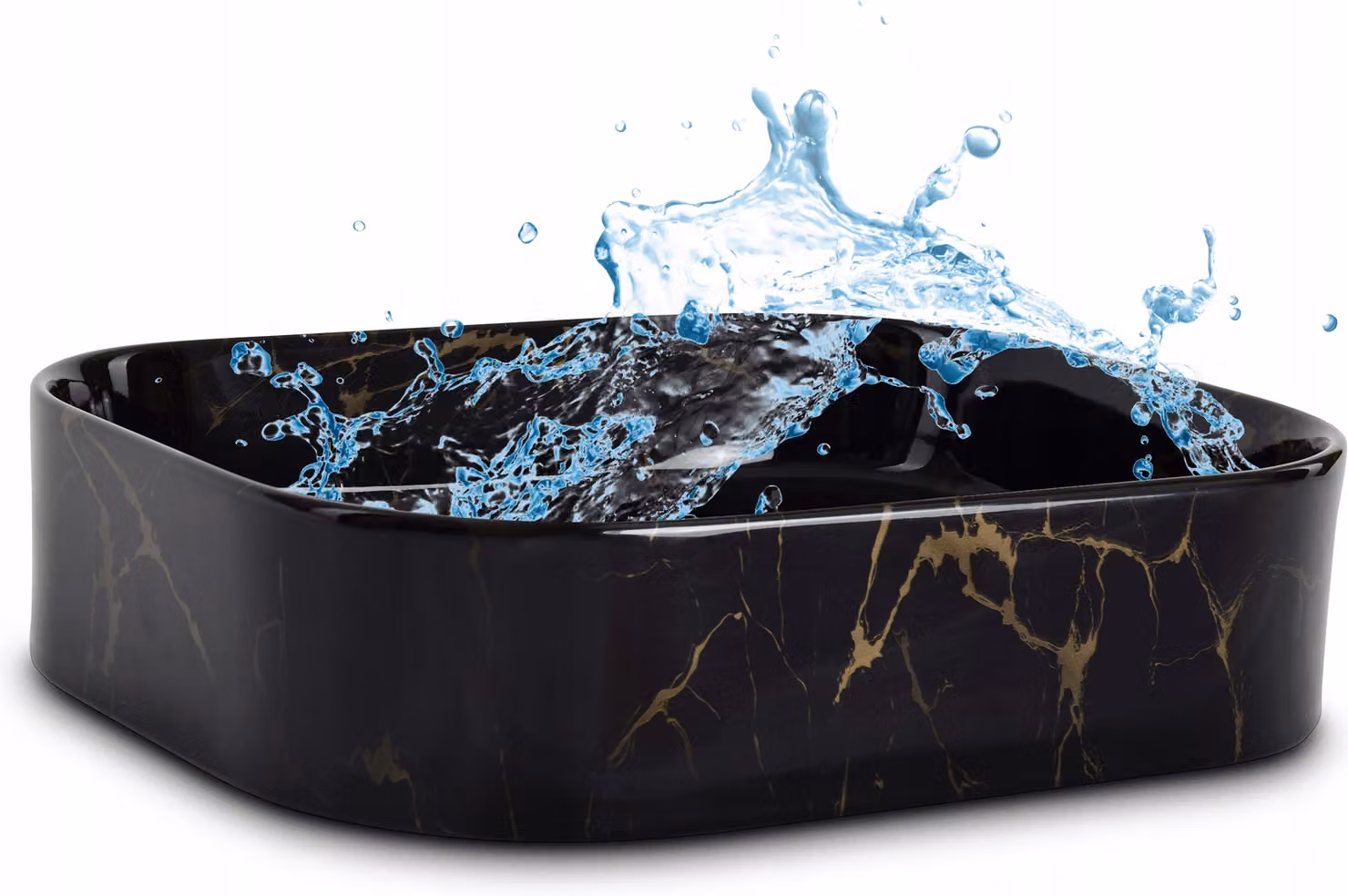 Lavandino da bagno Lavabo da appoggio in marmo nero; rettangolare