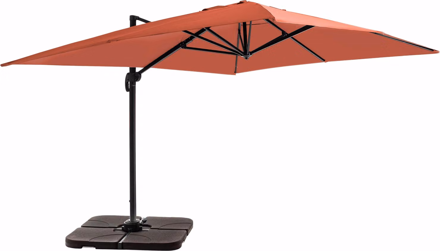 Ombrellone 4x3m 360° incl. + 4 marmette da riempire terracotta - Oviala Caserta