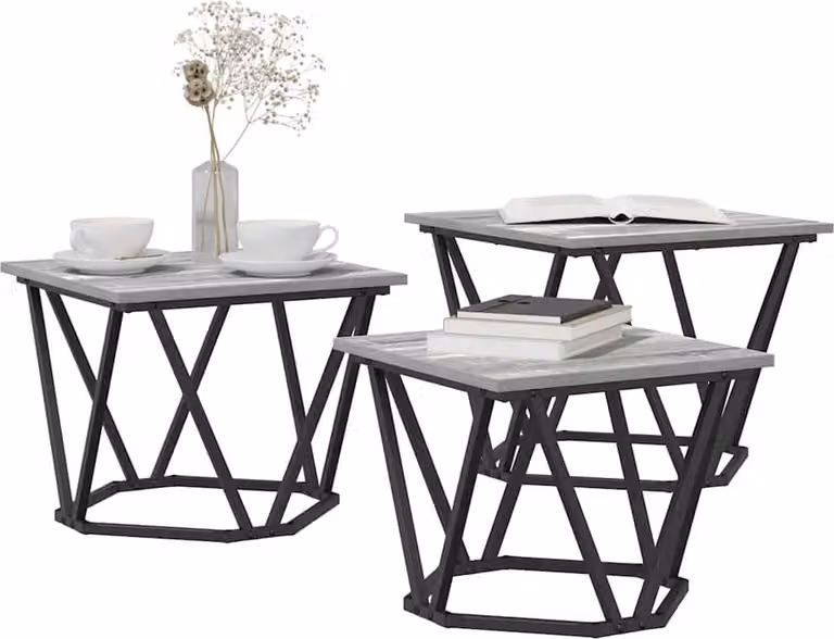 Tavolino da salotto 3 pcs Grigio Sonoma