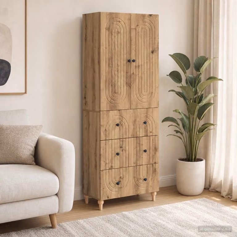 Set di 2 armadi a muro vidaXL in legno e MDF marrone con ante e cassetti per soggiorno o ufficio L/P/H: 90 x 34,5 x 66 cm
