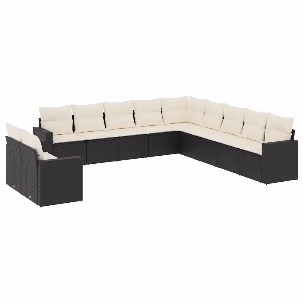 Set di divani da giardino moderno VIDAXL in polyrattan nero con 11 pezzi e cuscini inclusi – 2