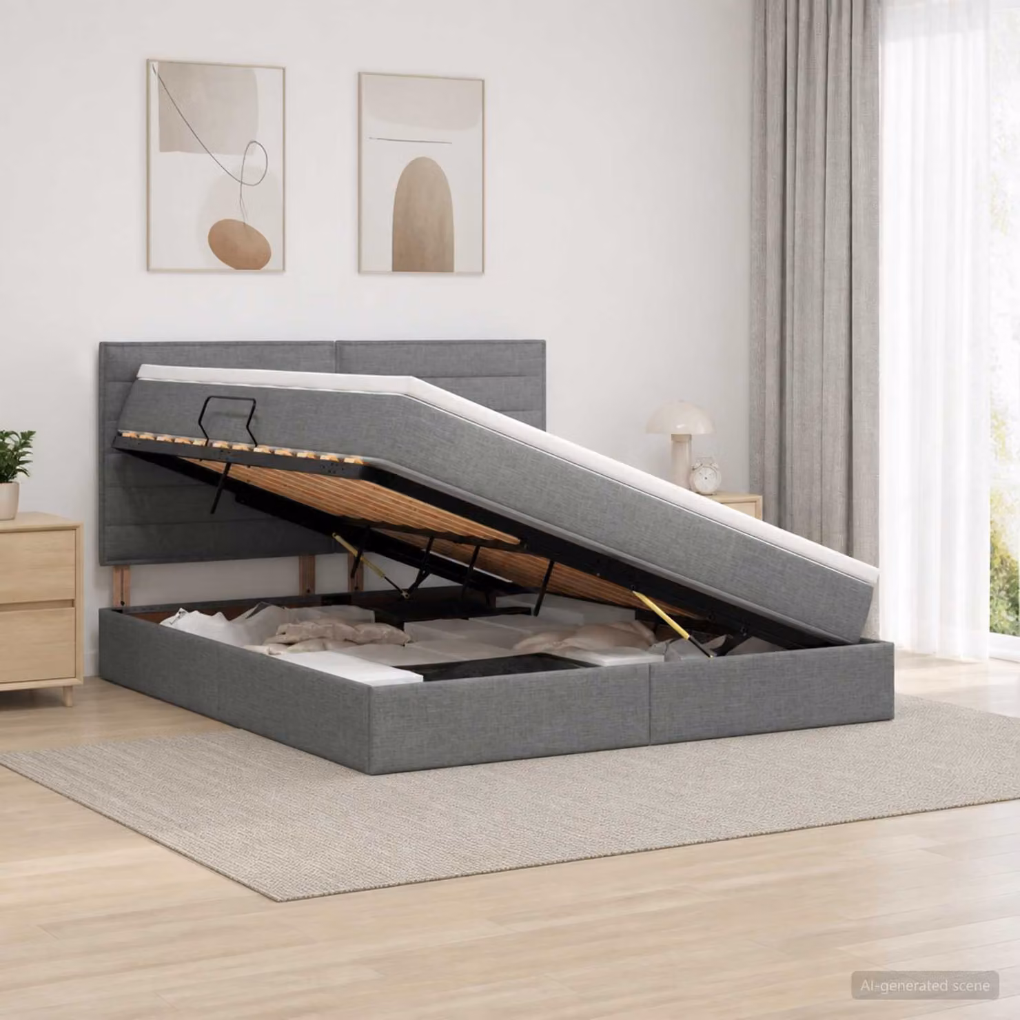 Letto con contenitore e materasso vidaXL Grigio Scuro L/P: 180 x 200 cm