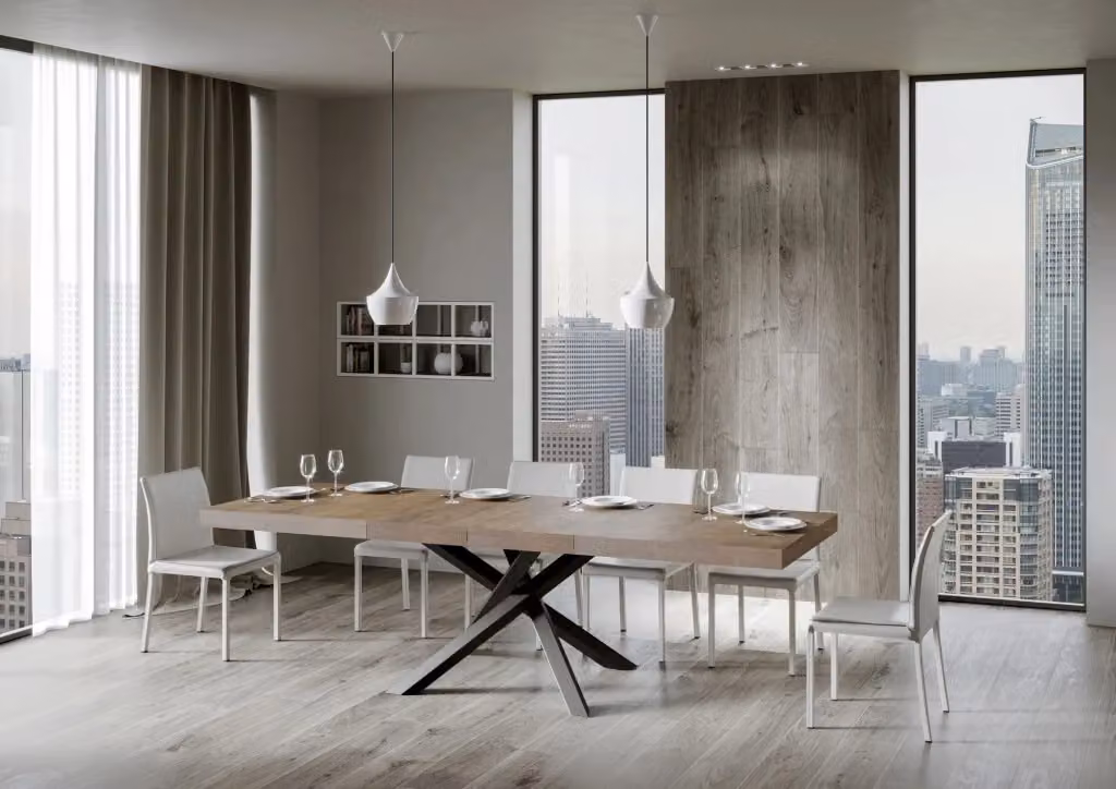 Tavolo allungabile moderno Volta Premium Bs Com in noce con telaio antracite L/P/H: 160 x 90 x 77 cm (estendibile fino a 264 cm) – 2