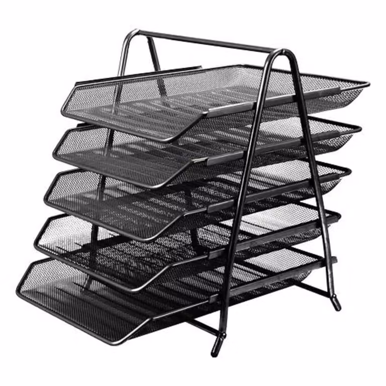 Portafili con 5 cassetti, nero