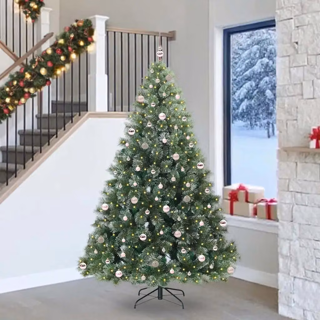 Albero di Natale artificiale verde vidaXL con 300 LED luce bianca calda in PE e PVC, Altezza: 240 cm