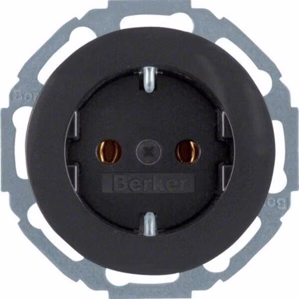 Berker 47552045 Presa SCHUKO nera, lucida Serie R.classic