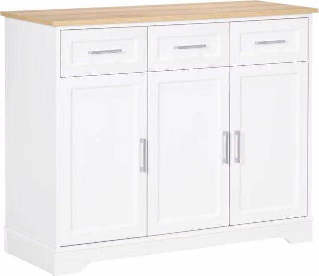 Credenza Moderna 3 Cassetti 3 Ante ¨C Xylo ¨C MDF Truciolato Bianco 101x39x82cm