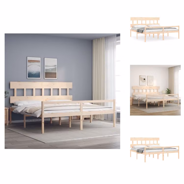 vidaXL Letto in legno massiccio con testiera 200x200 cm - Letti e strutture letto