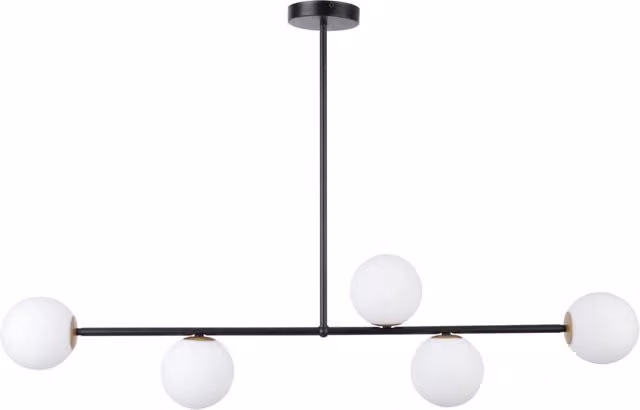 Plafoniera moderna Gama Sigma Lighting nera con 5 sfere in vetro e lampadine G9