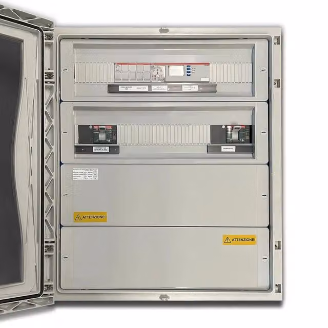 Quadro Elettrico Fotovoltaico ABB AC Trifase 50kW 100A 400V IP66 Grigio con Differenziale Tarabile QACT50