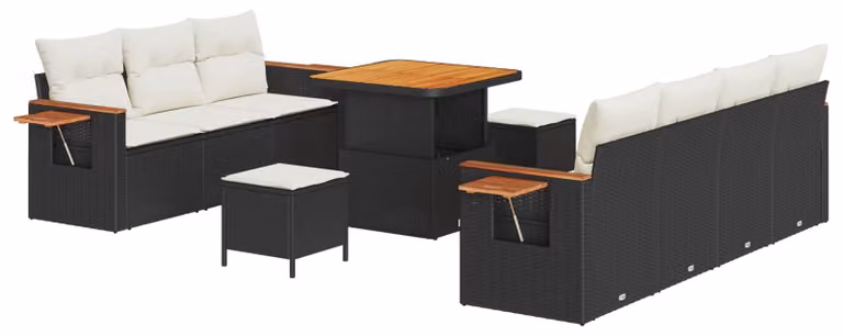 Set Divano da Giardino 10 pcs Nero polyrattan